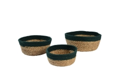 Cotton rope and seagrass storage baskets