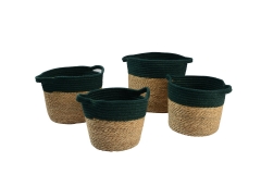 Cotton rope and seagrass storage baskets