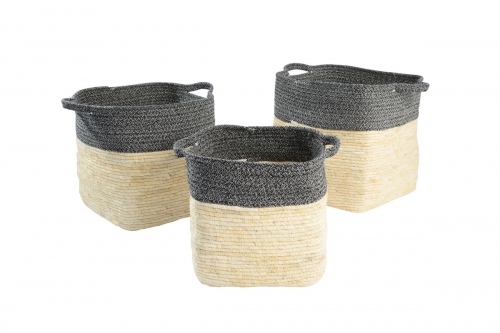 Cotton rope and maize leaf storage baskets