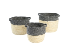 Cotton rope and maize leaf storage baskets