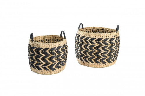 Rush and wire storage baskets