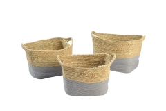 Seagrass and paper storage baskets