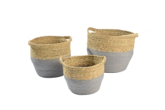 Seagrass and paper storage baskets