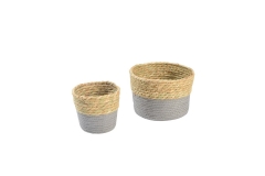 Seagrass and paper storage baskets