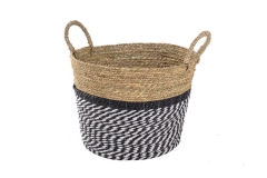 Plastic and seagrass storage basket
