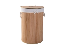 Foldable bamboo laundry basket