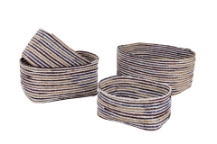 Plastic and seagrass storage baskets