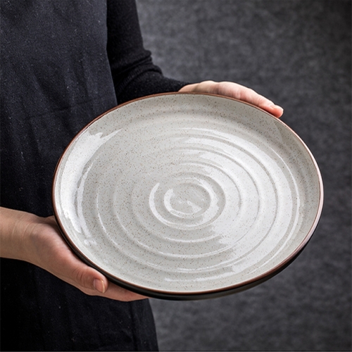 Nordic  Calico side  plate with brown rim, two color option:white +black