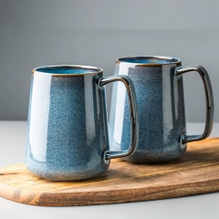 Mugliving reactive blue glaze mug, ceramic mug, ceramic big capacity mug:550ML, two piece mould mug, drinkware, handcraft mug,eco-friendly