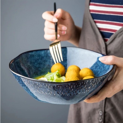 Reactive glaze pasta bowl, 8inch , Simple line pattern,ceramic soup bowl,noodle bowl, salad bowl,handmade,tableware,kichenware,eco-friendly