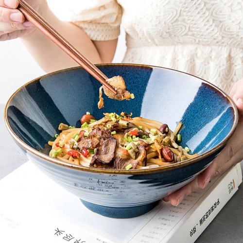 Reactive deep  blue glaze salad bowl,Japanese style bowl , Hand-thrown appeal bowl,Organic bowl, Retro bowl,ceramic bowl, pasta bowl,stoneware bowl