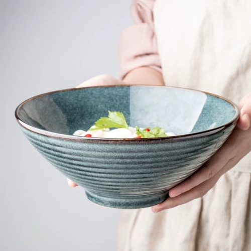 Japanese style bowl , Hand-thrown appeal bowl,Organic bowl, Retro bowl,reactive blue glaze salad bowl,ceramic bowl, pasta bowl,stoneware bowl