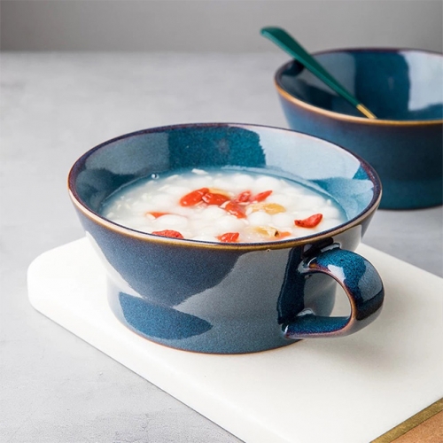 Mugliving reactive blue glaze mug, ceramic mug ,soup mug,cereal mug, handmade coffee mug