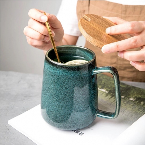 Mugliving reactive turquoise glaze mug, ceramic mug, ceramic big capacity mug:650ML, handcraft mug,eco-friendly