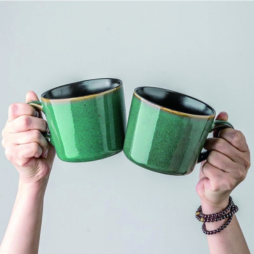 Mugliving reactive green glaze mug, ceramic mug, ceramic mug:350ML, drinkware, handmade,handcraft mug,eco-friendly