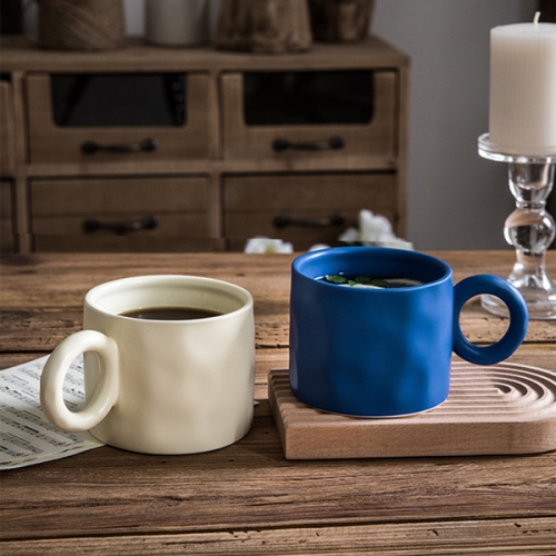 Mugliving organic shape mug,Hand-thrown appeal mug,  Retro matte glaze mug,  coffee mug,milk mug, ceramic mug, 2 colour available:blue&white