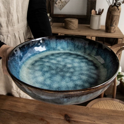Reactive blue glaze dinner bowl, retro bowl, Hand-thrown appeal dinnerbowl,Organic ceramic bowl,ceramic bowl, pasta bowl,stoneware bowl