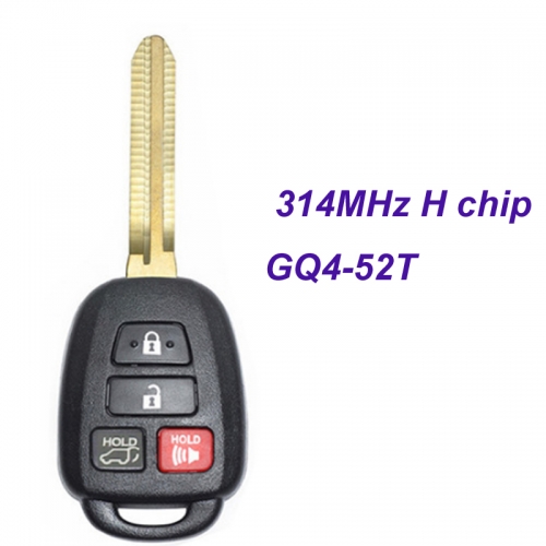 MK190044  3+1 Button 314MHz Remote Car Key Fob for T-oyota Rav4 2014-2017 Highlander 2014-2018 H Chip GQ4-52T