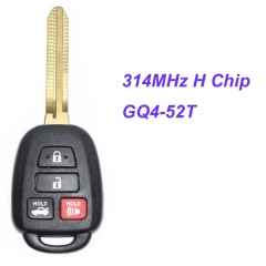 MK190039 4+1 Button 314MHz Remote Car Key Fob Head Key for T-oyota Rav4 Highlander 2014 2015 2016 2017 H Chip GQ4-52T