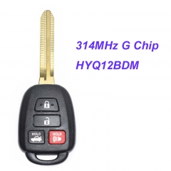 MK190040 314MHz 4+1 Button Remote Car Key Fob Head Key for T-oyota Camry 2012 2013 2014 G Chip FCC ID HYQ12BDM