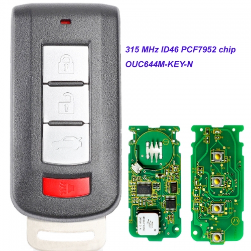 MK350005 315 MHz ID46 PCF7952 Chip 3+1 Button Smart Remote Key for M-itsubishi Lancer Outlander 2008-2016 OUC644M-KEY-N