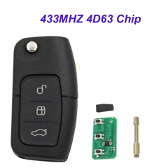 MK160033 3 Button 433mhz Flip Key with 4D63 chip For FORD Focus Mondeo Fiesta C max Kuga Galaxy FO21 Blade