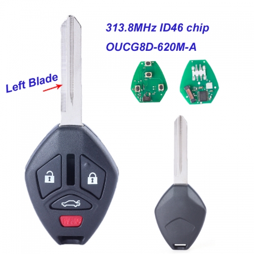 MK350011 3+1 Buttons Remote Car Key 313.8MHz Head Key for M-itsubishi Endeavor 2007 2008 2009 2010 2011 OUCG8D-620M-A with Left Blade