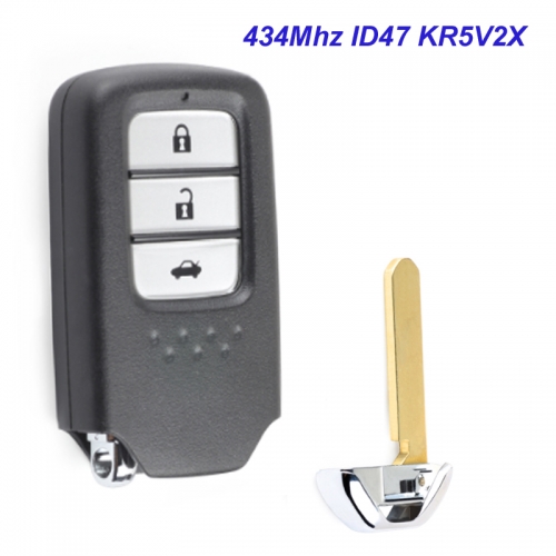 MK180027 3 Button Remote Key 434Mhz ID47 for Honda City Jazz Civic Grace 2015  FCCID KR5V2X