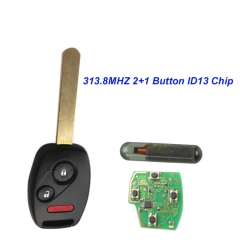MK180053 2+1 Button Remote Key Head Key 313.8MHZ with ID13 chip for 2003-2007 Honda FIT CIVIC O-DYSSEY Auto Car Keys