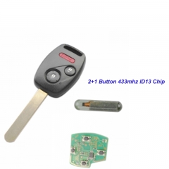 MK180047 2+1 Button Remote Key Head Key 433mhz with ID13 chip for  2003-2007 Honda FIT CIVIC O-DYSSEY Auto Car Keys
