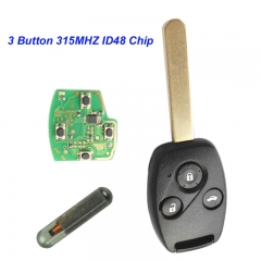 MK180061 3 Button Remote Key Head Key 315MHZ with ID48 chip for 2003-2007 Honda FIT CIVIC O-DYSSEY Auto Car Keys