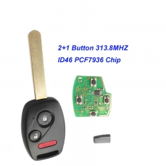 MK180057 2+1 Button Remote Key Head Key 313.8MHZ with id46 chip for 2003-2007 Honda FIT CIVIC O-DYSSEY Auto Car Keys OUCG8D-380H-A