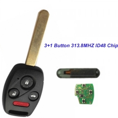 MK180042 3+1 Button Remote Key Head Key 313.8MHZ with Separate ID48 chip for 2003-2007 Honda FIT CIVIC O-DYSSEY Auto Car Keys