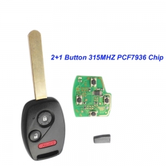 MK180056 2+1 Button Remote Key Head Key 315MHZ with PCF7936 chip for 2003-2007 Honda FIT CIVIC O-DYSSEY Auto Car Keys