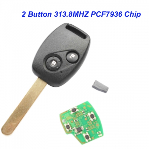 MK180059 2 Button Remote Key Head Key 313.8MHZ with id46 PCF7936 chip for 2003-2007 Honda FIT CIVIC O-DYSSEY Auto Car Keys