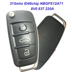 MK090034 Original  3+1 Button Flip Key Remote Key Fob for Audi A1 A3 Q3 315MHZ 8V0 837 220A NBGFS12A71 8V0837220A