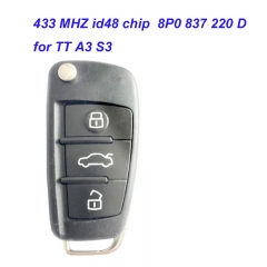 MK090049 3 Buttons 433mhz id48 Chip Flip Remote Key For Audi A3 S3 TT  8P0 837 220 D Auto Car Vehicle Key Remote