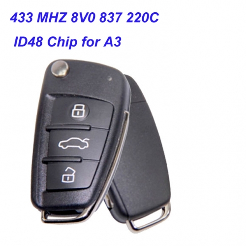 MK090045 Original 434MHz 3 Button Remote Key for Audi A3 8V0 837 220C ID48 Chip Auto Vehicle Car Keys