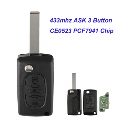 MK250001 CE0523 Folding Remote Car Key 3 Button for C-itroen ASK 433 MHZ PCF7941 Chip HU83