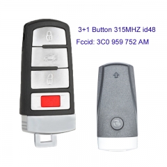 MK120023  3+1 Button 315MHZ id48 chip Smart Key for VW Magotan 2009 2010 2011 2012 3C0 959 752 AM Car Key Fob