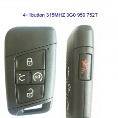 MK120021 Original 315mhz 4+1 Button Smart Key For 2018 Atlas KR5FS14-Us Pn 3G0 959 752T Keyless Entry Go