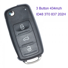 MK120047 3 Button 434mhz Flip Key Remote for Skoda Skoda Citigo/Fabia/Octavia/Rapid/Roomster ID48 Chip 3T0 837 202H Folding Key 3T0 837 202 H Car Remo