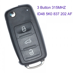 MK120058  3 Button 315MHZ Flip Key ID48 chip for VW 5K0 837 202 AF Auto Key Fob