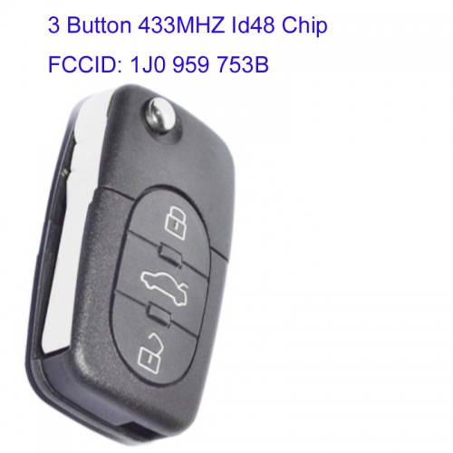MK120079 3Button 433MHZ Flip Remote Control Key for Vw Passat Golf Beetle 1999-2001 ID48 Chip 1J0 959 753B