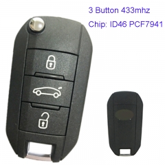 MK250016 Original 3 Button 433mhz Flip Key for C-itroen  C3 C4 Cactus C5 PCF7941 ID46 Chip Part No 1612121480 Folding Remote Key