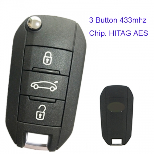 MK250017 3 Button 433mhz Flip Key for C-itroen HITAG AES Chip Part No 9818464477 Folding Remote Key