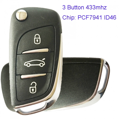 MK250020 Original 3 Button 433mhz Flip Key for C-itroen C4L PCF7941 id46 Chip Part No 160 936 5580 Folding Remote Key Fob 2014DJ0339