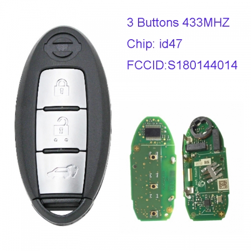 MK210050 3 Button 433mhz Smart Key for N-issan Pathfinder Remote Key Fob S180144014 id47 Chip Smart Card Key