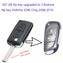 MK240024 2 Flip Key for Modified DS Style P-eugeot 307 407 308 408 3 Buttons 434mhz ID46 Chip HU83  Blade Modified Flip Remote Car Control