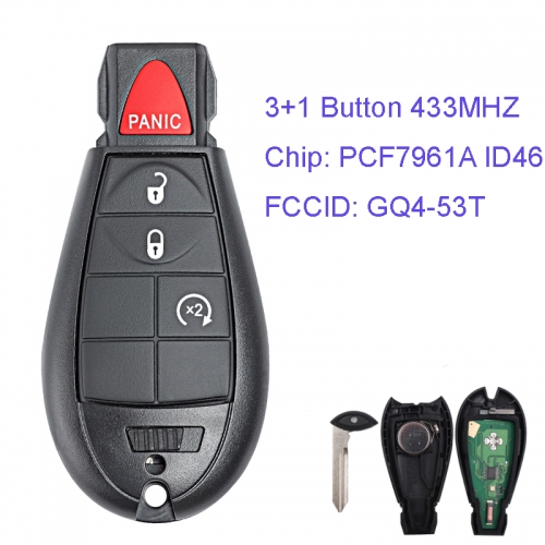 MK310016 3+1 Button 433MHZ Smart Remote Key Control for DODGE RAM 2013-2016 PCF7961A Chip GQ4-53T Key Fobik Remote